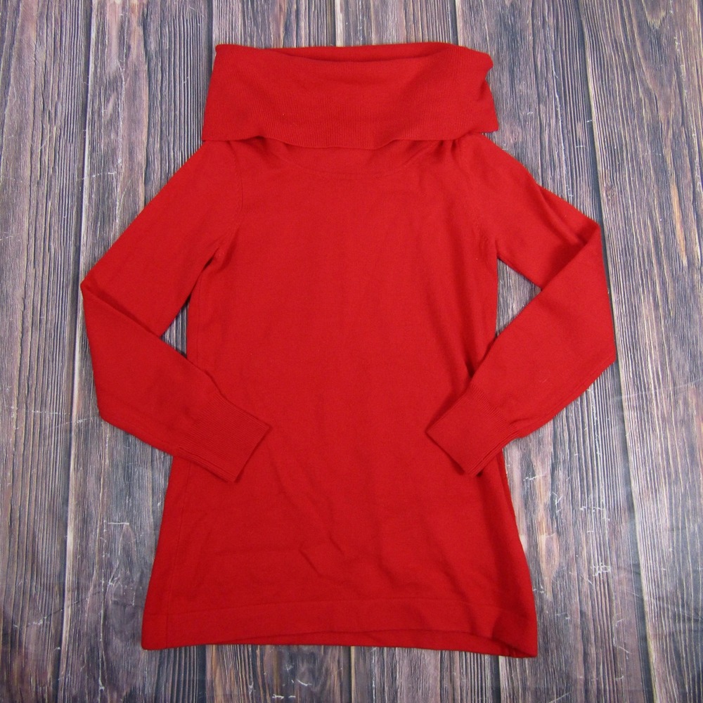 French Connection Sweater Womens Small Red Off Shoulder Cowl Neck Long Sleeve